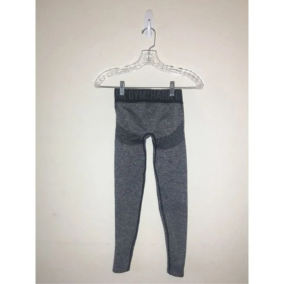 Womens Gymshark Leggings Size XS Stretchy Athletic Running Workout Grey Black - Picture 3 of 3